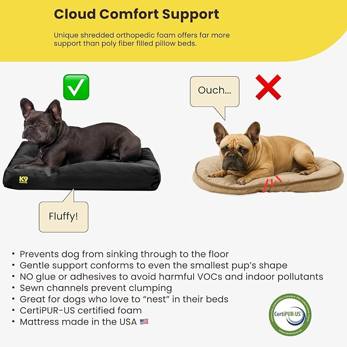 K9 Ballistics Tough Rectangle Pillow Dog Bed - Removable Cover, Washable, Durable & Water Resistant Dog Bed - XX-Large, Taupe Premium Finish