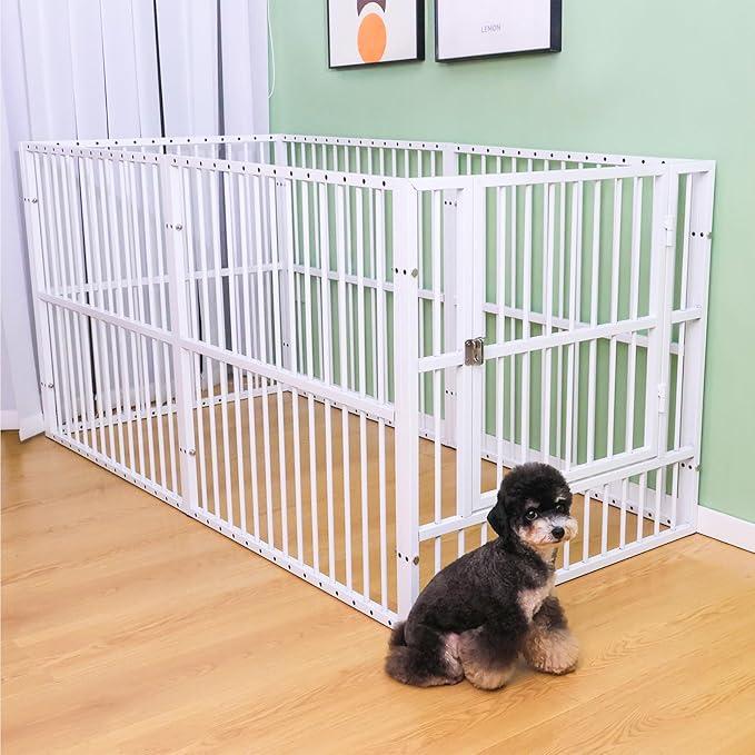 Dog Playpen - 32" Height Dog Pen, Heavy Duty Puppy Pen with Door, Safe & Sturdy, Easy Assemble for Indoor/Outdoor Pet Playpen