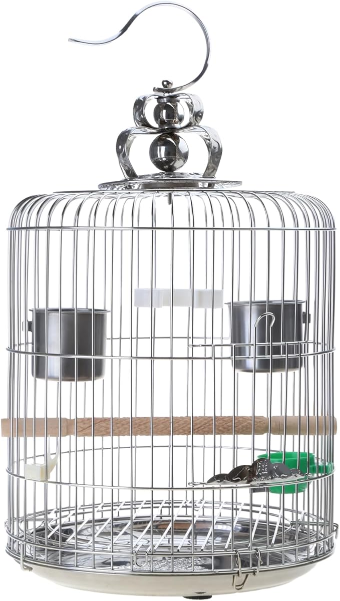 Small Bird Cage Stainless Steel Parrots Carriers With Wood Stand And Metal Cups For Lovebirds Finches Parakeets Bird Travel Cage Small With Perches Stand And Bowls For Parrots Cockatiels Conures
