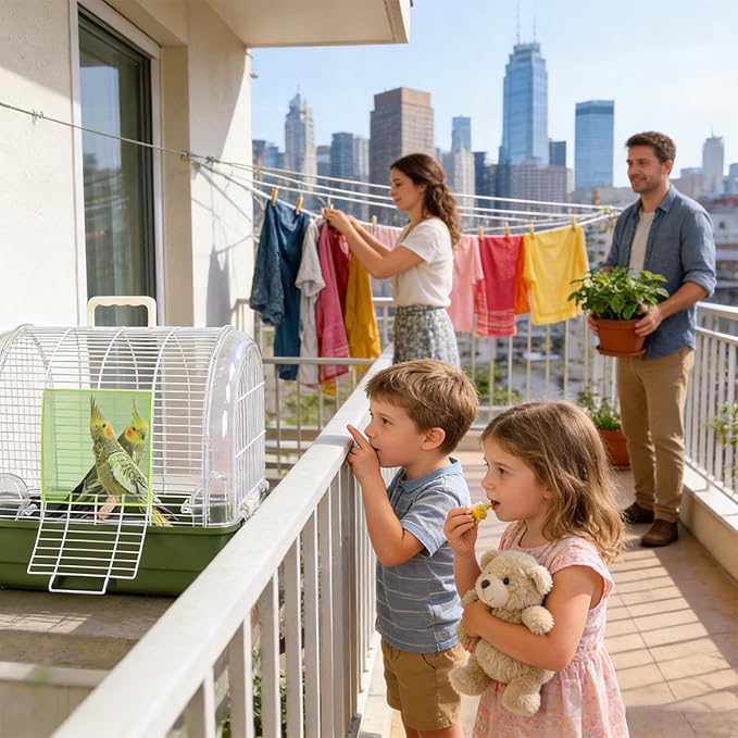 Travel Cage For Birds – Portable Carrier | Full View Cockatiel Cage With Handle, Portable Bird Carrier For Parakeet, Conure, Cockatiel, Canary, Lovebird, Finch, Ideal Living Room, Indoor, Outdoor, Par