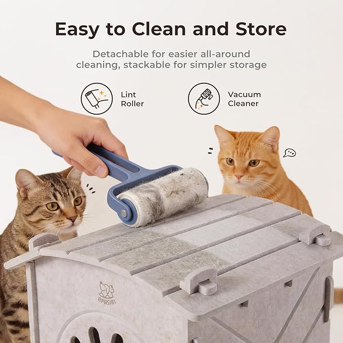 Apasiri Cat Houses for Indoor Cats: Felt Cat House Cave Cathouse, Scratch-Resistant Warm Insulated Covered, Hideaway Tent for Anxiety Relief Gift