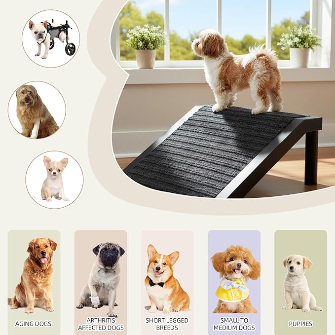 Dog Ramp for Stairs – Non-Slip Pet Steps with Locked-in Carpet & Iron Frame, Helps Senior Dogs & Small Breeds Climb Safely (2-Pack)