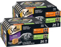 Sheba Perfect Portions Wet Cat Food Pate, Savory Chicken Entree and Roasted Turkey Entree, Cat Food Wet Recipe Variety Pack, 2.6 oz. Twin-Pack Trays (12 Count, 24 Servings)