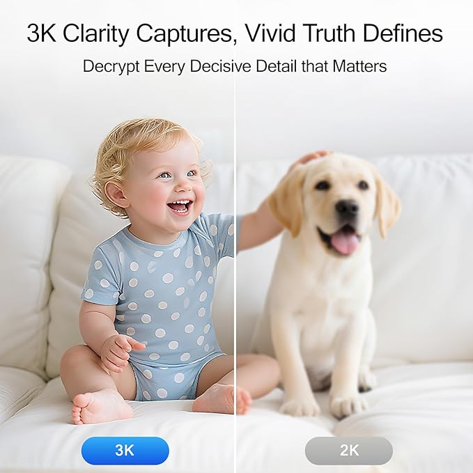 5G Security Camera Indoor, 3K Pet/Dog Camera with Speaker/Phone App, PTZ WiFi Baby Monitor Cameras for Home Security, 0-Glow Night Vision 2-Way Talk, AI Tracking Facial Recognition Time Lapse