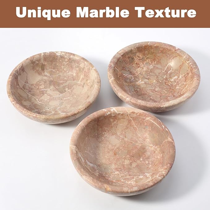 Natural Marble Cat Bowl, Weighted 1.5lb Cat Food Bowl for Cat and Small Dog, Small Animal Pet Food Dish Non-Slip, Shallow Dish for Whisker Fatigue Relief, Premium Red Stone for Home Decor