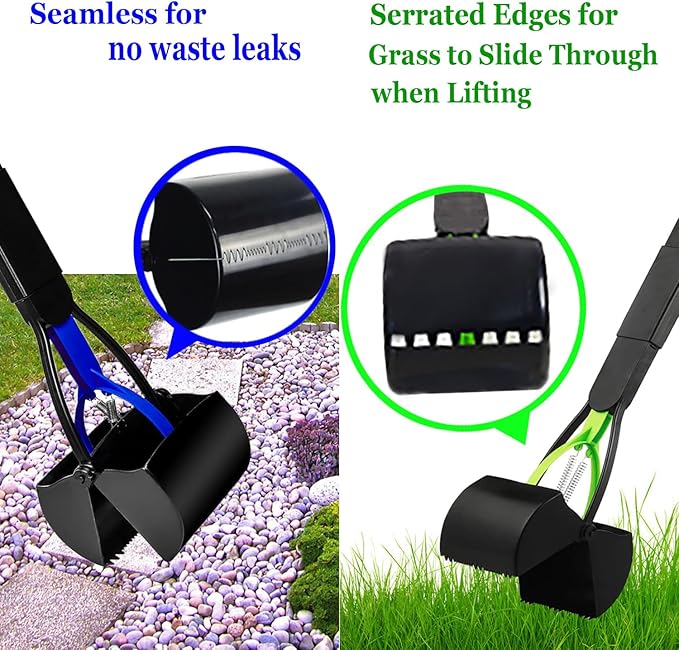 2-Piece ofPooper Scooper for Large Small Dogs Heavy Duty, Long Handle Poop Scoop for Yard, Grass, Gravel, Dog Poop Grabber with High Strength Material and Durable Spring