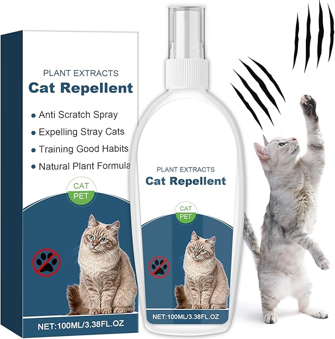 Cat Deterrent Spray, Botanical Cat Repellent Spray for Furniture, Gentle for Indoor & Outdoor Use, Helps Stop Urine Marking & Scratches, Effective Training Aid-CVW