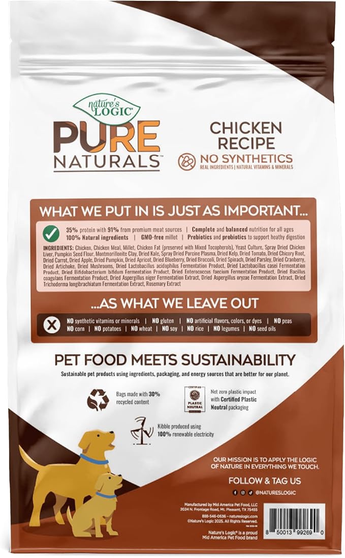 Nature’s Logic Pure Naturals™ 100% Natural Chicken Recipe Synthetic-Free Dry Dog Food, 4.4 lbs