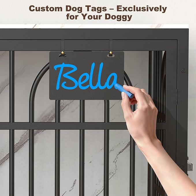 38" Dog Crate Furniture, Heavy Duty Dog Crates, Dog Kennel Furniture Indoor for Medium Dog as TV Stand, Wooden Cage End Table for Indoor Decoration, Name Tag Escape-Proof Locks & Double Door