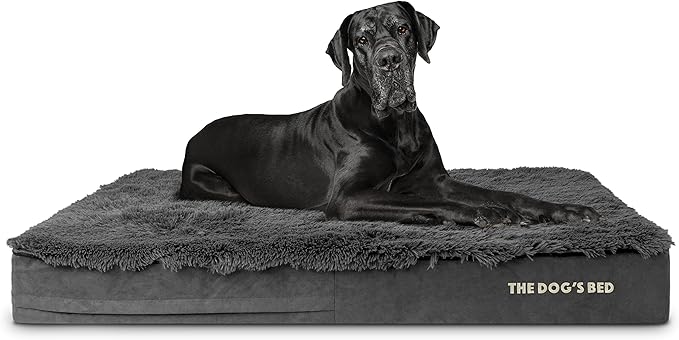 The Dog’s Bed Orthopedic Memory Foam Dog Bed Mattress, Fur Fabric, Grey Fur, XXL, 6-Inch