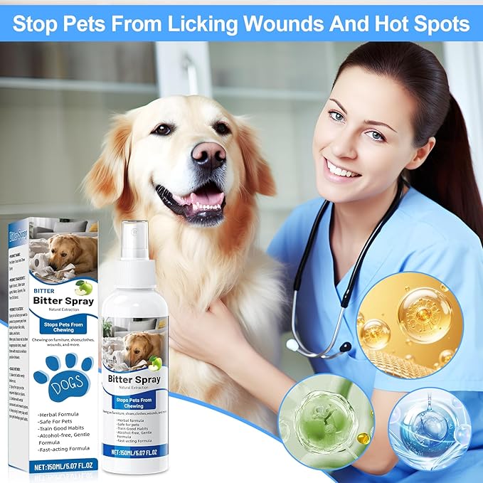 Bitter Apple Spray for Dogs to Stop Chewing | Natural Non-Toxic No Chew Spray for Dogs 150ml, Dog Training & Behavior Aids Chew Deterrent | Stop Licking Wounds | Protect Furniture Shoes
