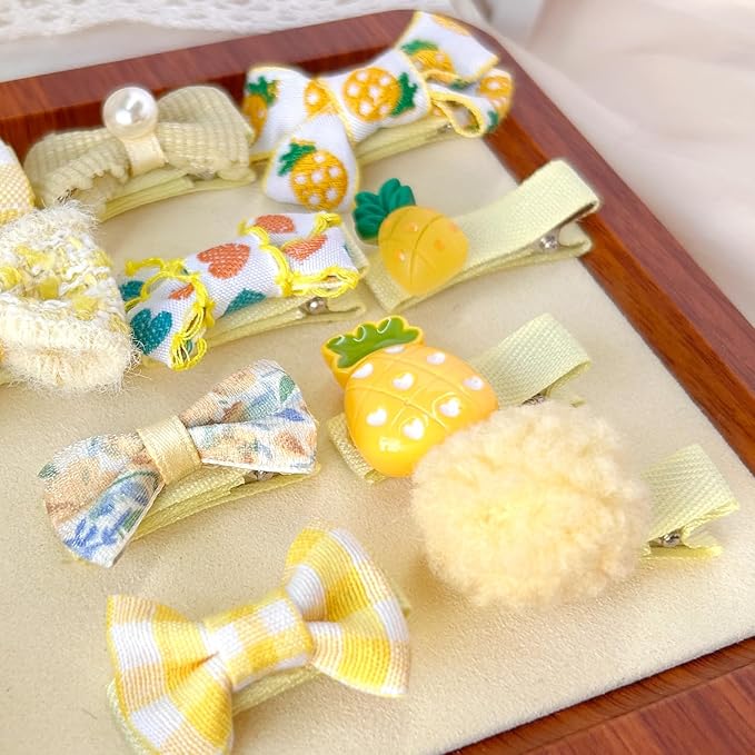 Light Yellow Dog Hair Clips and Rubber Bamds Small Dog Bows Cute Pet Grooming Accessories Alligator Clips Stay In Hair Barrettes Pineapple Hairpin Pet Headdress Bowknot Yorkie Puppy Maltese Girls Dogs