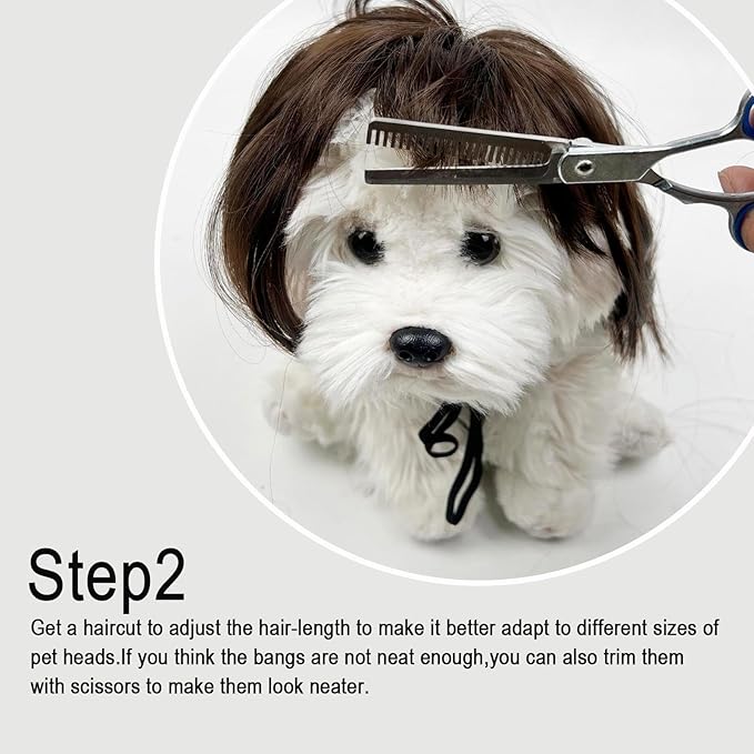 Popular Human-Style Hair Wigs Funny Pet Wig – DIY Haircut & Adjustable Fit – Cat & Dog Costume for Halloween, Party, Photo Shoots – Fits 5kg-50kg Pets