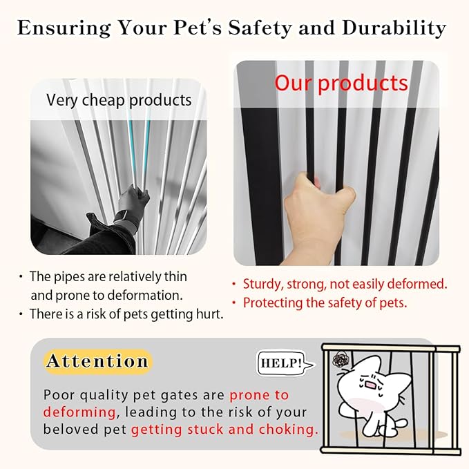 Lumizone Extra Tall Cat Gate 61.02" High Pressure Mounted Extra Wide 2025 New (17 Sizes) 1.37" Gap No Drilling Auto-Close One-Handed Operation Tall Pet Gate for Dogs(Black, 61.02" H x 55.12"-59.44" W)