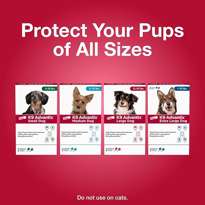 K9 Advantix Flea, Tick & Mosquito Prevention for Dogs 21-55 lbs. | Flea Drops for Large Dogs | Apply Monthly | 6 Treatments (Pack of 3)