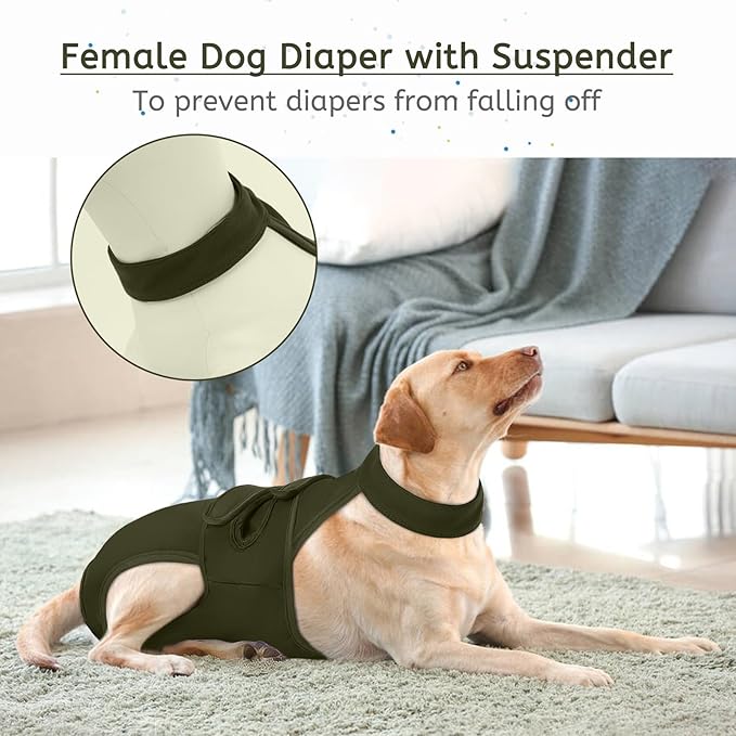 Dog Diapers Female Reusable Washable Period Diaper with Suspender,Adjustable Dog Panties Anti-Harassment, Doggie Diapers for Incontinence, Heat Cycles, or Senior Dogs（XS-XL