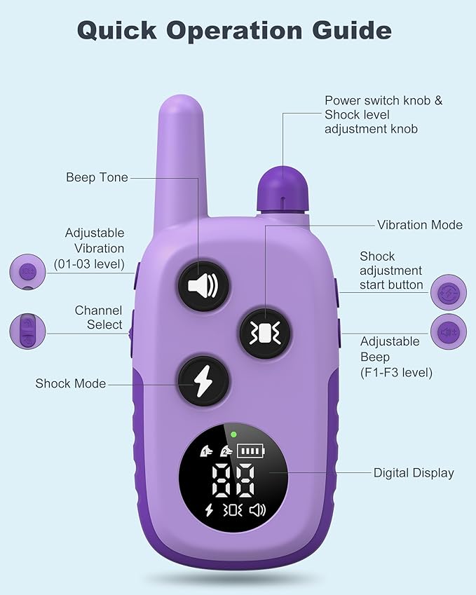 Jugbow Dog Training Collar - 4200FT Dog Shock Collar with Remote for Large Medium Small Dogs, Rechargeable Waterproof IPX8 E Collars with Beep (1-3) Vibration(1-3) Safe Static(0-99), Purple