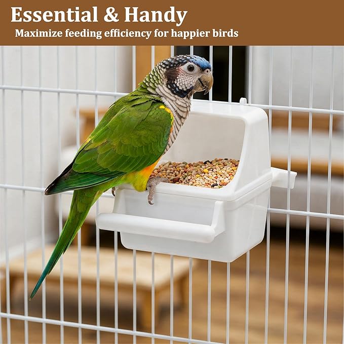 2 PCS Bird Feeder for Cage, White Anti-Spill Bird Cage Food Bowls, Birds Cages Feeder Cups for Small Pet Birds and Parakeets