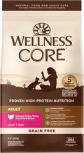 Wellness CORE Adult Dry Cat Food for Indoor & Outdoor Cats, Grain-Free, Natural, Turkey, Turkey Meal and Duck (11 Pound Bag)
