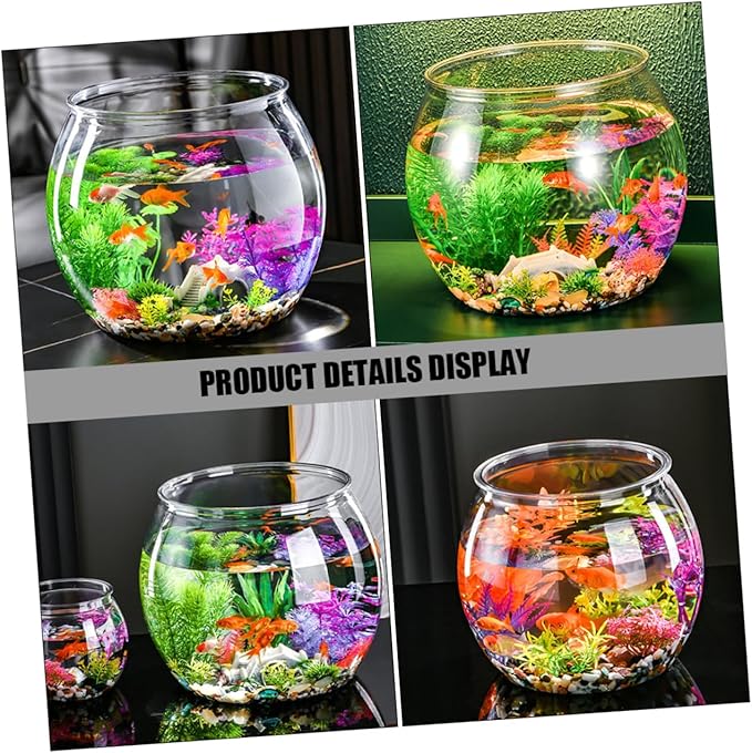 Transparent Small Plastic Fish Tank Aquarium Container for Betta Fish and Small Turtles Easy to Clean Portable Desktop Decor for