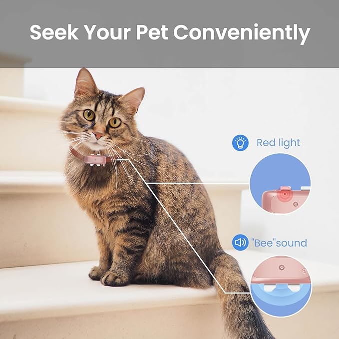 SEEWORLD Mini GPS Pet Tracker for Dogs Cats Waterproof Real-Time Location Tracker Virtual Fence 180 Days Location History 4G Cat Tracker for 6.5lbs+ Pets (Pink)