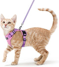 rabbitgoo Cat Harness and Leash for Walking, Escape Proof Soft Adjustable Vest Harnesses for Cats, Easy Control Breathable Reflective Strips Jacket, Pink & Purple, XS