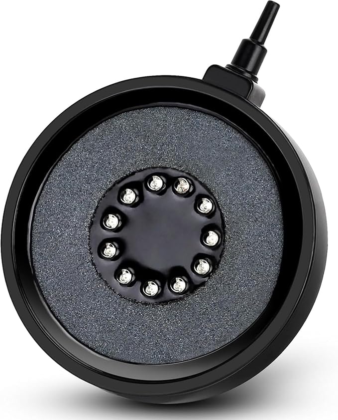 fishkeeper Aquarium Air Bubble Light, LED Fish Tank Bubbler Stone Disk with 11 Super Bright Lamp Beads, 16 Colors and 4 Modes Adjustable for Fish Tank Decoration Oxygenation