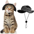 DENTRUN Cat Hats for Cats Only, Cat Cowboy Hats with Ear Holes Tiny Pets Birthday Party Costume, Cat Headwear Mini Cowboy Hat, Funny Sombrero Kitten Hat Chihuahua Beanie Cap Party Decorations