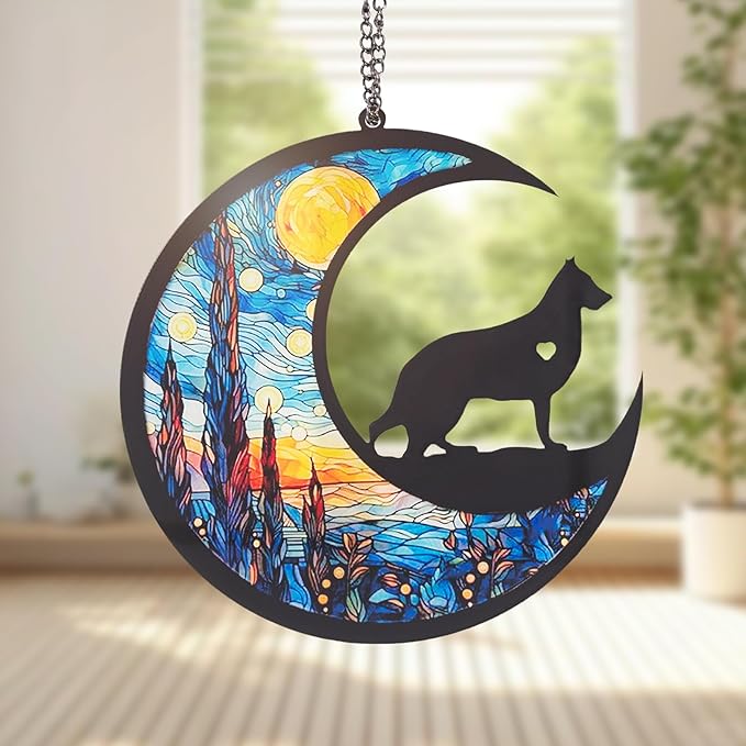 Dog Memorial Hanging, Lost Dog Sympathy Gift, Pet Loss Plastic Suncatcher, Memory Ornaments Gift for Dog Lovers (Star Dog)