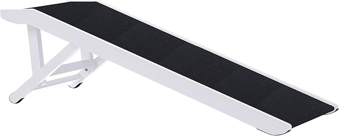 unipaws Foldable Wooden Pet Ramp with Adjustable Height, Dog Ramp to Reach High Bed and Couch, Durable Pet Ladder with Updated Non-Slip Yoga Mat for Small Dog and Cat
