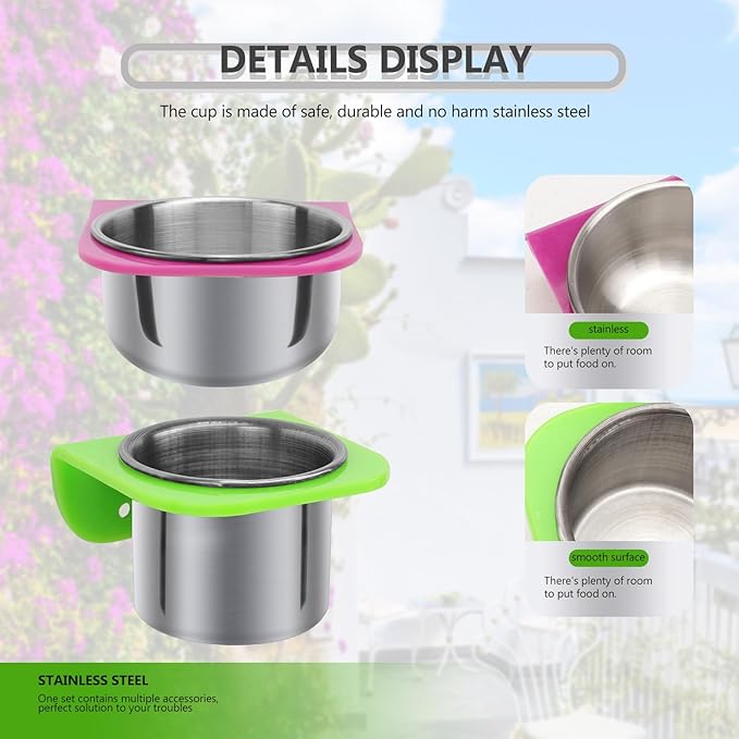 Yardwe Parrot Food Cup and Bird Feeder Bowl Set Small and Large Feeding Cups for Cage Stand Multi-Functional Bird Feeding and Watering Supplies for Pet Parrots