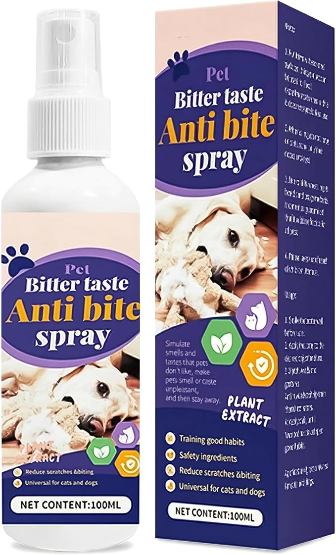 Anti-chew Spray For Dogs And Cats, Cat Deterrent Spray, With Natural Ingredients, Aid To Stop Chewing, Licking & Marking, Licking & Marking, Dog Deterrent Sprays For Furniture Protection 100 ML