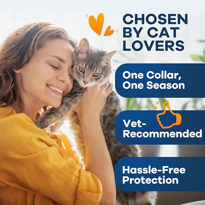 Flea Collar for Cats 4 Pack, 8-Month Flea & Tick Prevention per Collar, Natural Plant-Based, Water-Resistant, Adjustable, Fast-Acting & Long-Lasting, Safe for Adult Cats and Kittens, White