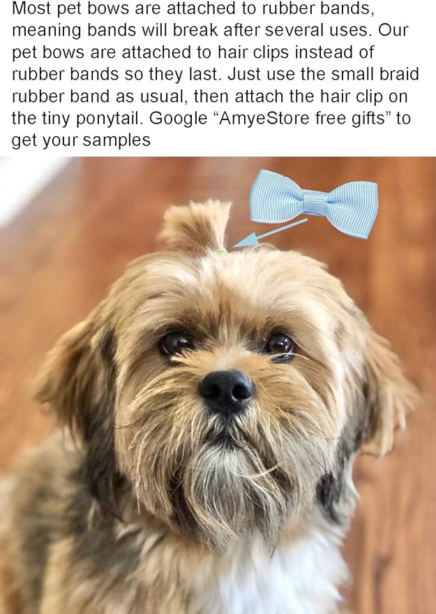 Cute Puppy Supplies Dog Accessories for Large and Medium Dogs - Hair Bows and Pet Grooming Products - 8ct Small Dog Bows Girl Hair Clips (1 inch)
