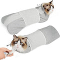 Supet Cat Grooming Wrap for Cutting Nails, Self-Adhesive Anti-Scratch Swaddle with Bite-Proof Mesh Hood & Thick Waist Strap Anti-Escape Bag for Nail Trimming, Medication, Ear Cleaning (Grey L)