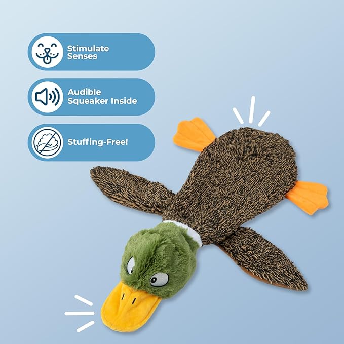 Best Pet Supplies Squeaky Dog Toys with Soft Durable Fabric for Small, Medium and Large Pets Interactive Toy for Indoor Play, Supports Active Biting and Play - 1Wild Duck, Medium