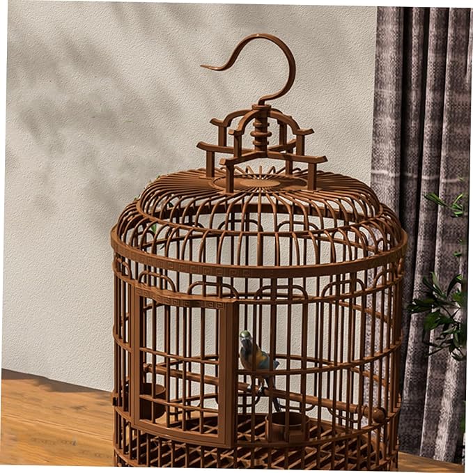 Retro Plastic Large Birdcage Villa Portable Travel Cage for Lovebirds Budgie Parrot Cage Bird Carrier