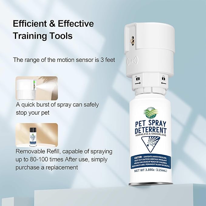 Cat Spray Deterrent System [2 Pack] Pet Deterrent Device Refill 4 Pack White