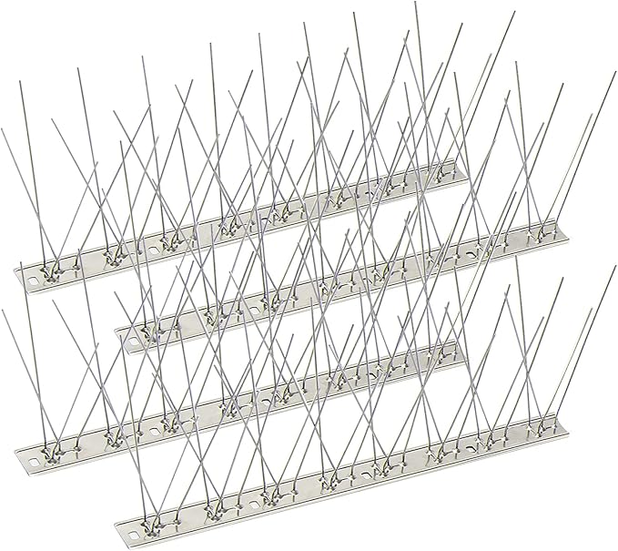 KKY 48 Pack Bird Spikes-13 inch Anti-Bird Nails Repellent Metal Deterant Spinners for Pigeon and Other Small Birds 51.9 Feet