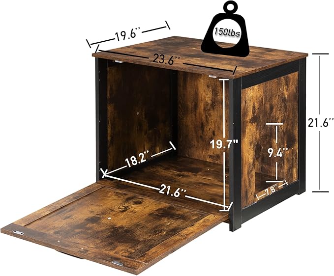 Dwanton Cat Litter Box Furniture Hidden, Cat Litter Box Enclosure, Reversible Entrance Can Be on Left or Right Side, Indoor Cabinet, Wooden Washroom, End Table, Nightstand, Rustic Brown, 23.6" L