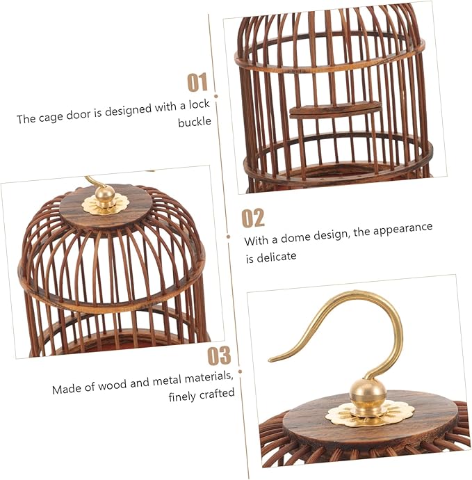 Pet Cage Wooden Decor Wood Decor Hamster Cage Metal Birds Hanging for Bird en Nest Advanced ations Vintage Retro