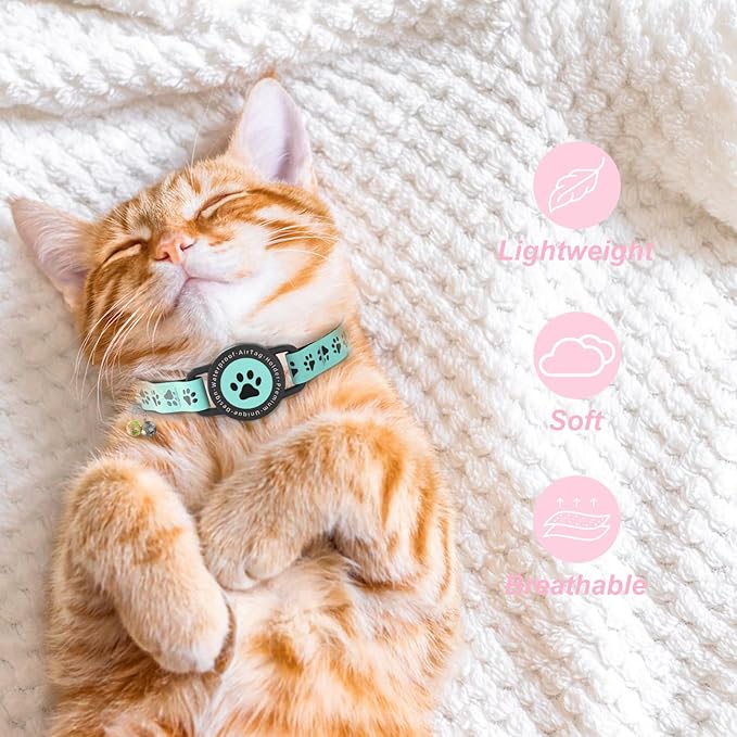 GPS Tracker for Cats, Waterproof GPS Cat Trackers Cats Collar with Bells, No Subscription, GPS Cat Collar, Adapt with Apple Find My (iOS Only) Finder Tag for Vehicles, Pets, Kids (Blue)
