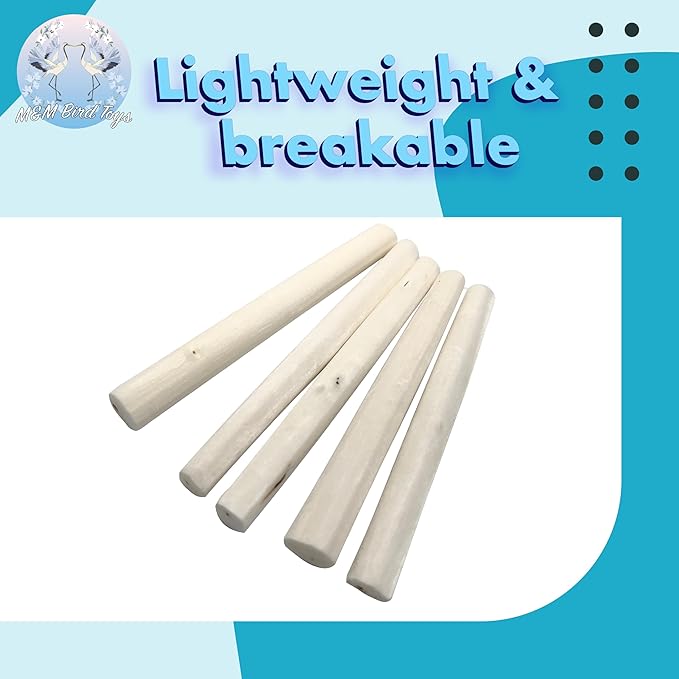 5512 Skinny Sola Logs Pk20 - Handcut skinny sticks of natural sola wood, Airdried, Lightweight, Easy to chew for all size of pet birds, Versatile, Great for Budgie Canary Lovebird Parrotlet Canary