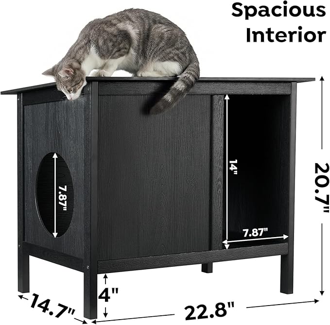 Veehoo Outdoor Cat House Weatherproof, Outside Feral Cat Shelter with Escape Door Design, Elevated Outdoor Pet Shelter for Stray Cats