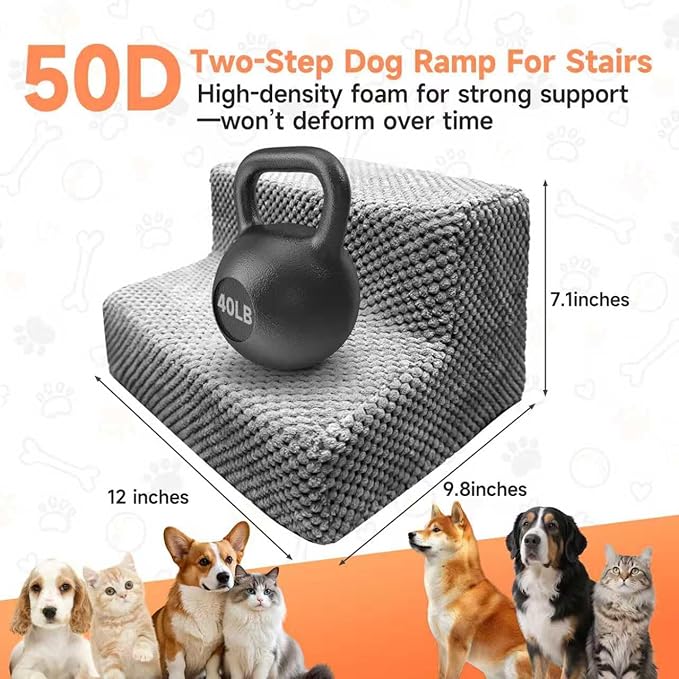 6 Packs 2-Step Dog Ramp for Stairs with High-Density 50D Foam Non-Slip Pet Steps Safer Than Traditional Ramps Supportive Dog Stairs for Small Dogs, Cats, Senior or Injured Pets