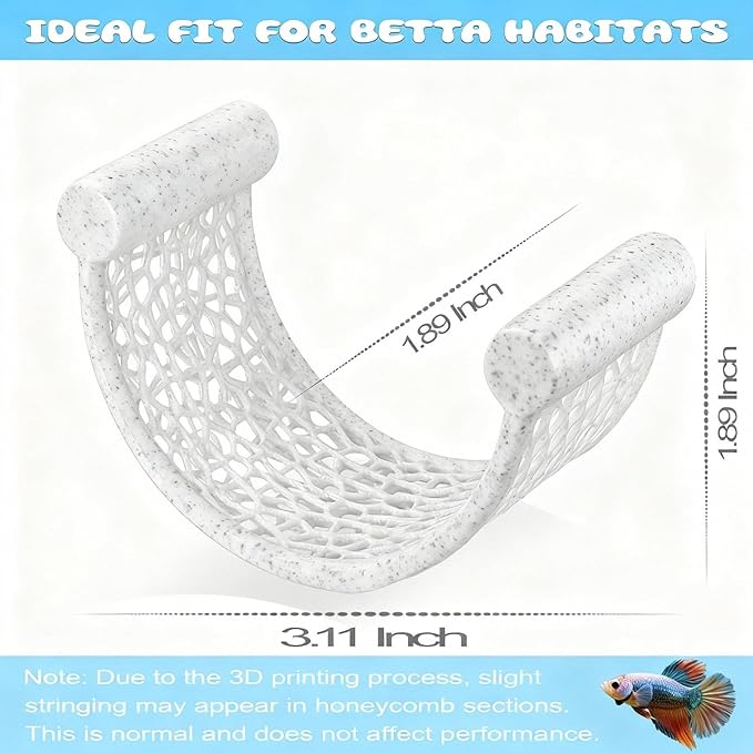 Marble Betta Fish Hammock - Floating Resting Platform for Bettas, Shrimp & Nano Fish - Elegant Aquarium Decor, Natural Stone Look Perch for Small Tanks