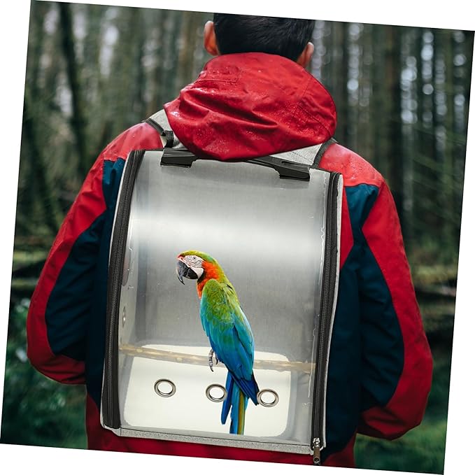 Hemoton Bird Carrier Backpack with Detachable Stand Breathable Parrot Travel Cage for Outdoor Adventures Shoulder Straps and Visible Window Lightweight Pet Carrier Bag for Hiking and