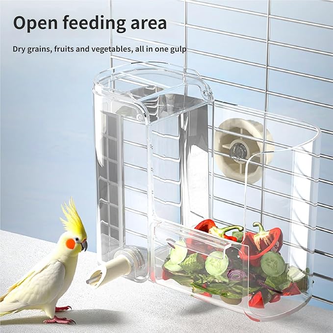 Adjustable Water Flows Bird Feeder and Dispenser for Small Pet Safe Easy Large Capacity Feeding Watering Supply Bird Feeding Watering Bowl