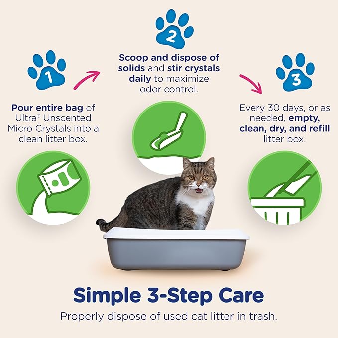 Ultra Micro Crystals Premium Cat Litter - 99.9% Dust Free, Soft on Paws, Fragrance Free - 15 Lbs. Total (3pk of 5 Lbs.)