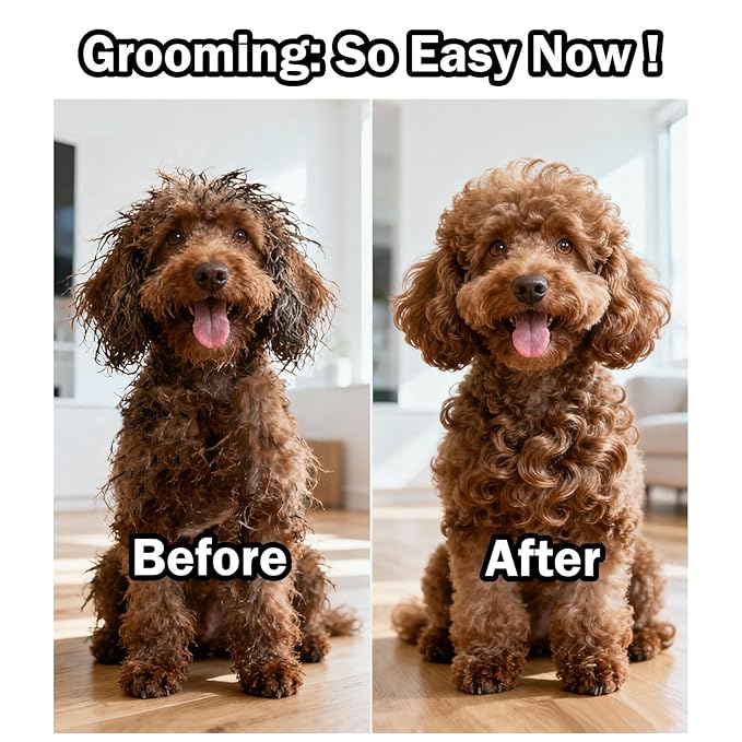 Slicker Brush for Dogs, Professional Dog Grooming Brush for Golden Doodle & Poodle - Deshedding Dog Brush for Medium or Long Haired Dogs, Remove Tangles, Knots and Mats (4PCS, Wooden, Large)